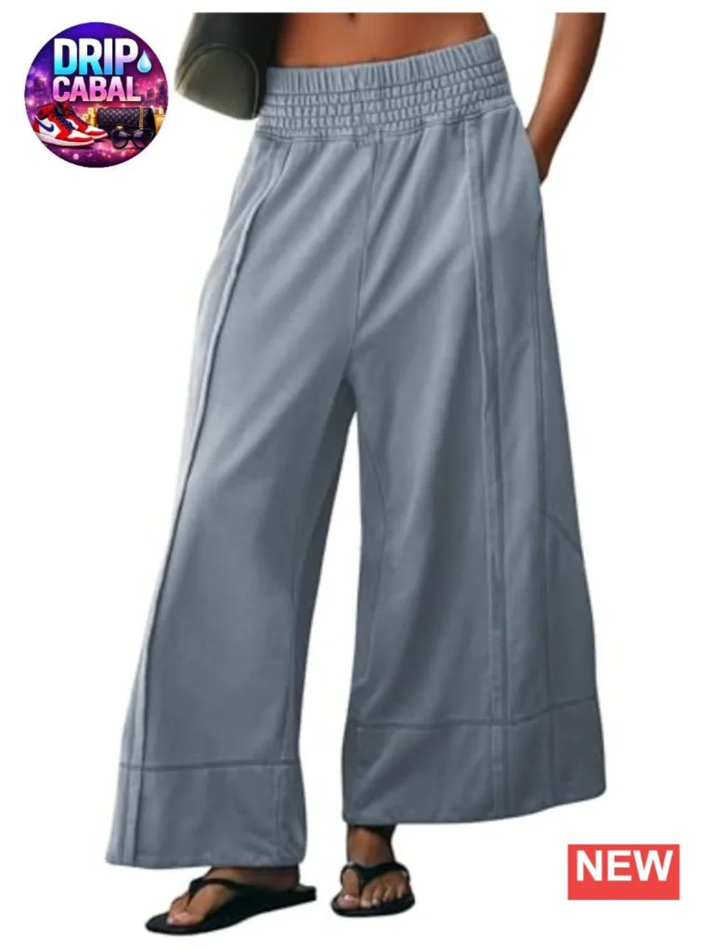 High Waist Wide Leg Sweatpants with Pockets - Baggy Lounge Pants Cotton Blend